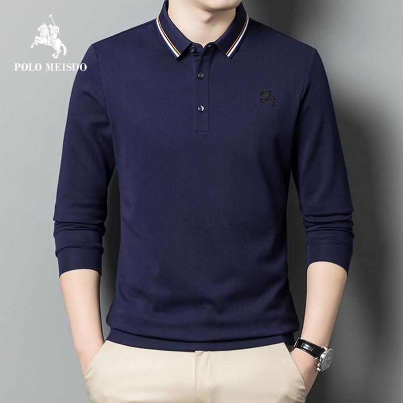 POLOMEISDO Men s Solid Long Sleeve Polo Shirt M