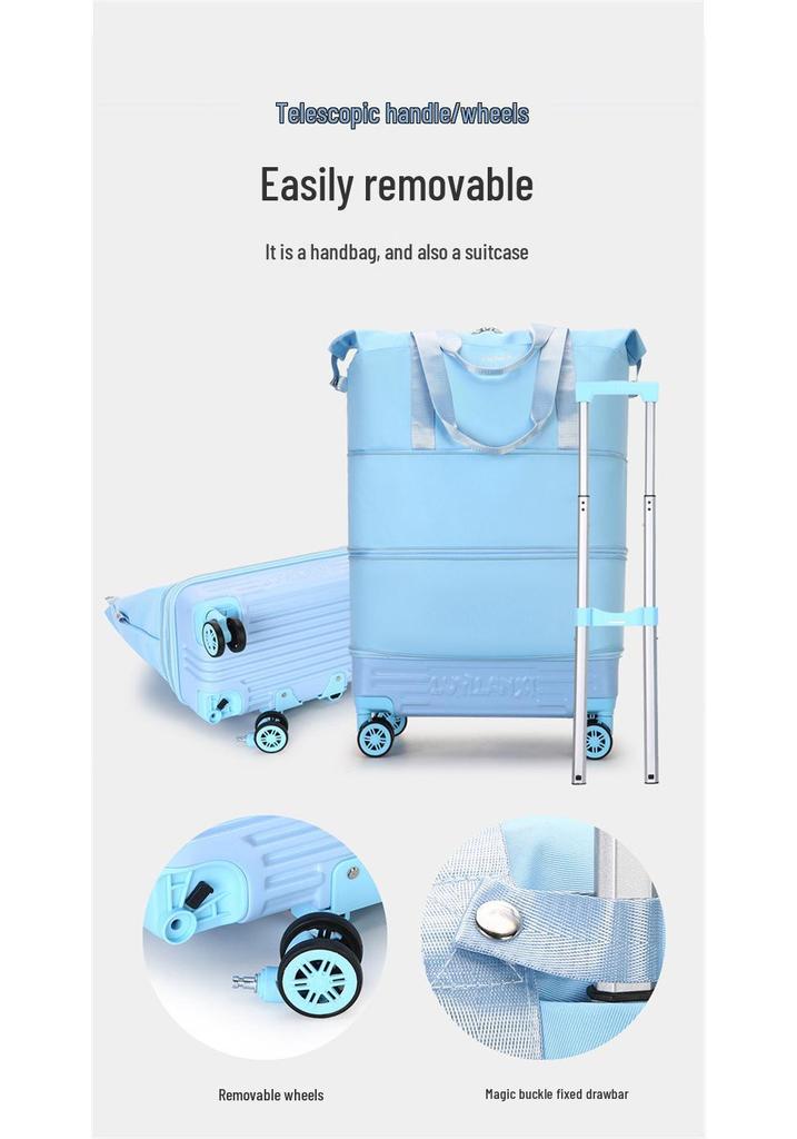 New Foldable Travel Bag with Pull Rod & Wheels - Durable, High-Grade, Trendy, and Expandable Storage