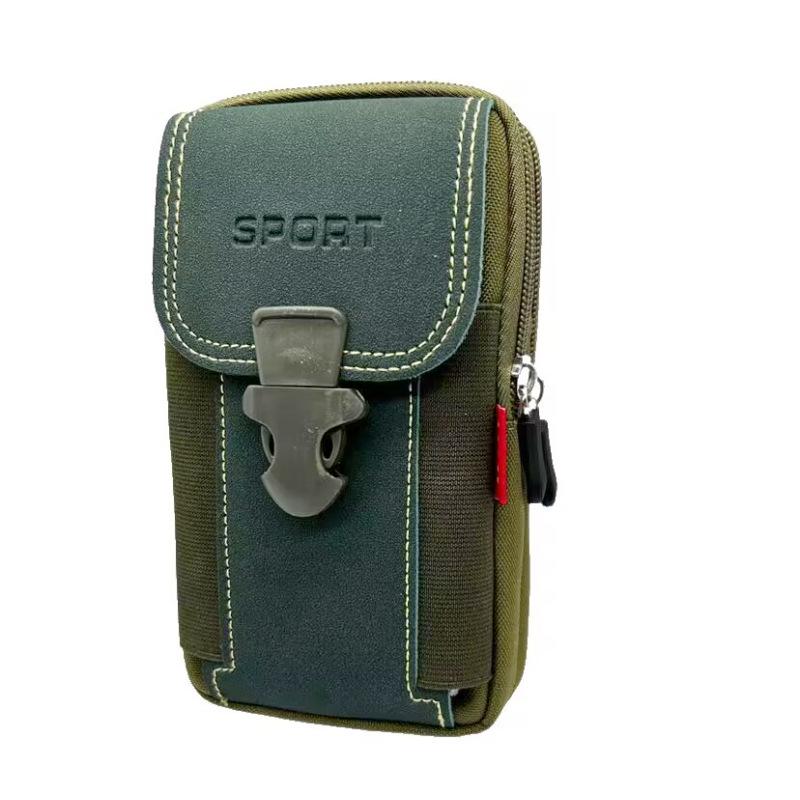 Men's Outdoor Leather Waist Bag: Mobile Phone Protective Case with Belt Loop and Coin Purse, Three-Layer Design.