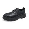 Fashion Black brown men's leather shoes Gentleman retro style Fashion outdoor street casual youth Thick soled shoes Versatile 38-46