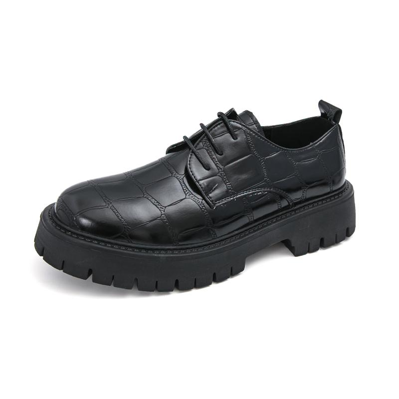 Fashion Black brown men's leather shoes Gentleman retro style Fashion outdoor street casual youth Thick soled shoes Versatile 38-46