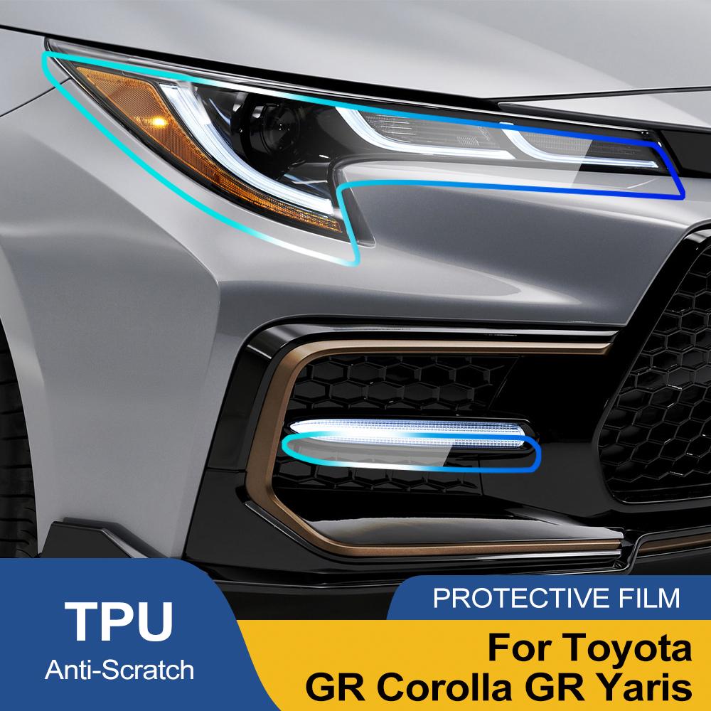 Anti-Scratch High-Gloss Car Headlight Protective Film Smoke Black Pre Cut For  GR Corolla Yaris Auto Vinyl Wrapping Film