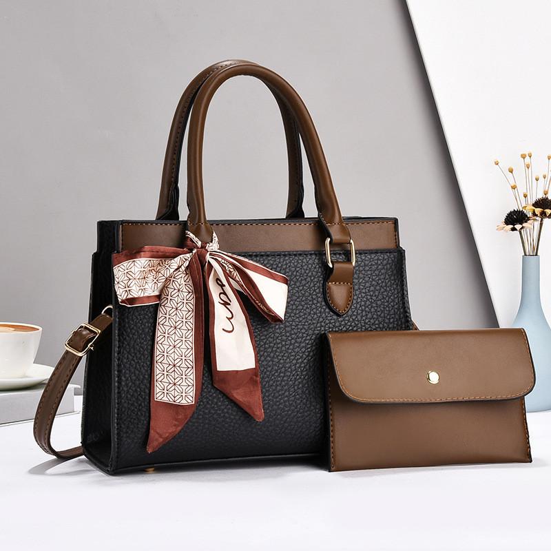 Stylish High-end Pu Leather Womens Tote Bag Set With Spacious Interior And Trendy Colors