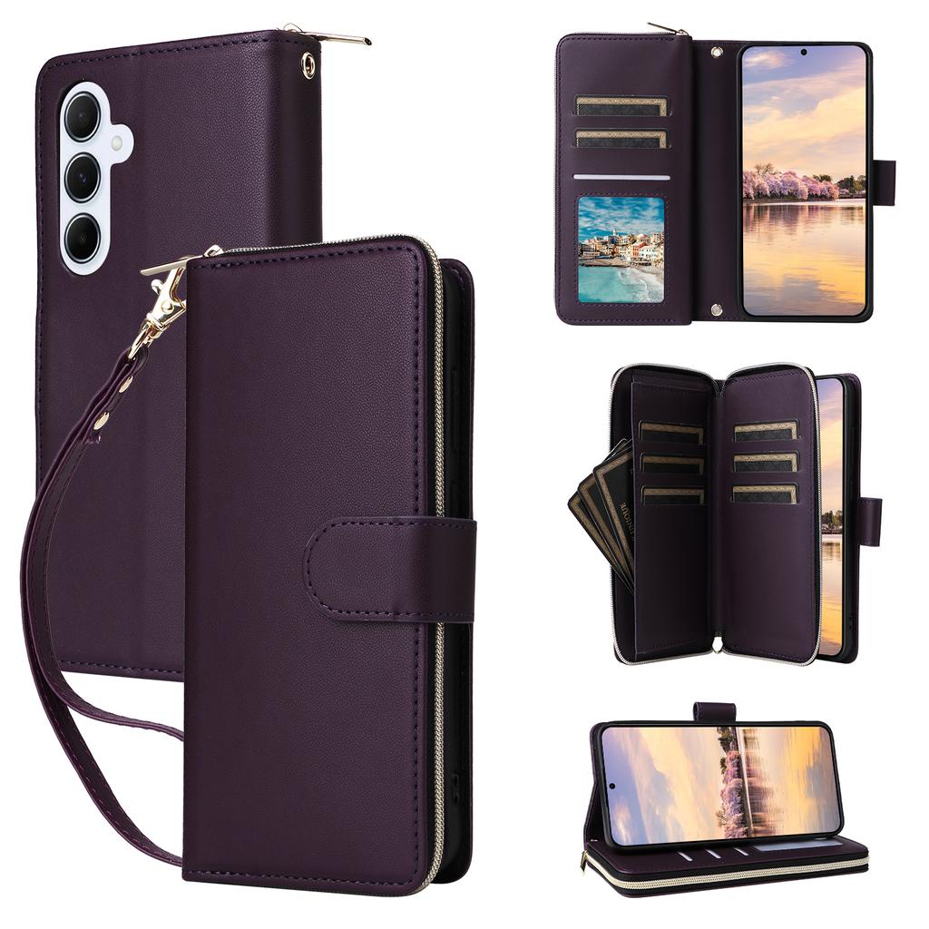 R20 For Samsung Galaxy A55 5G Case Zipper Wallet Stand View Leather Phone Cover