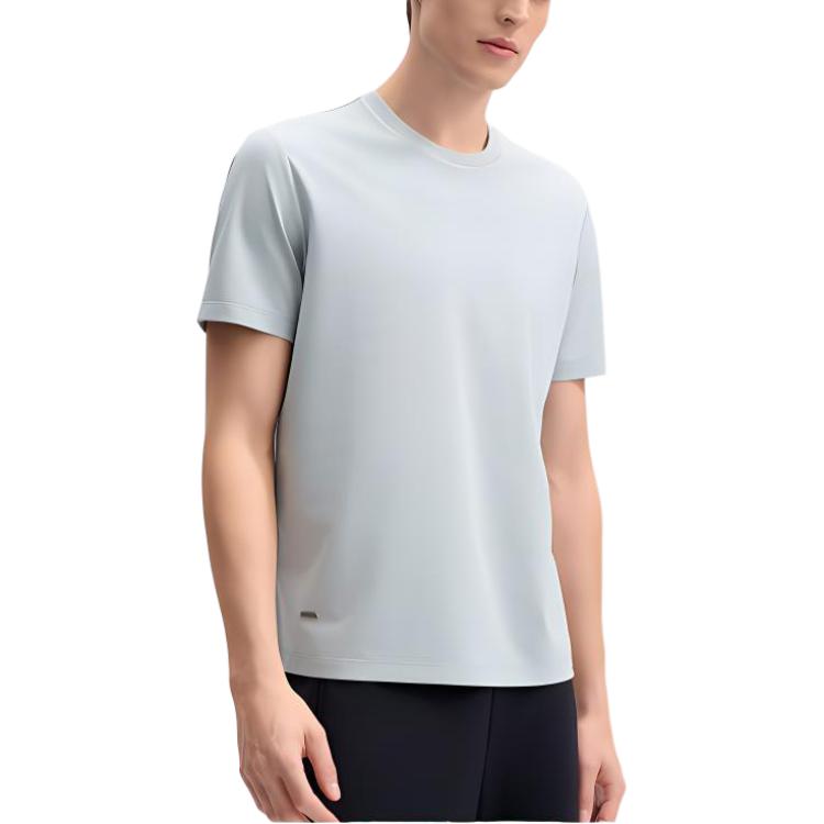 Fila White Soft Master Fashion Versatile Simple Round Neck Breathable Comfortable T-Shirt Men Tops Cloud-Gray-Green F11M513104FTQ