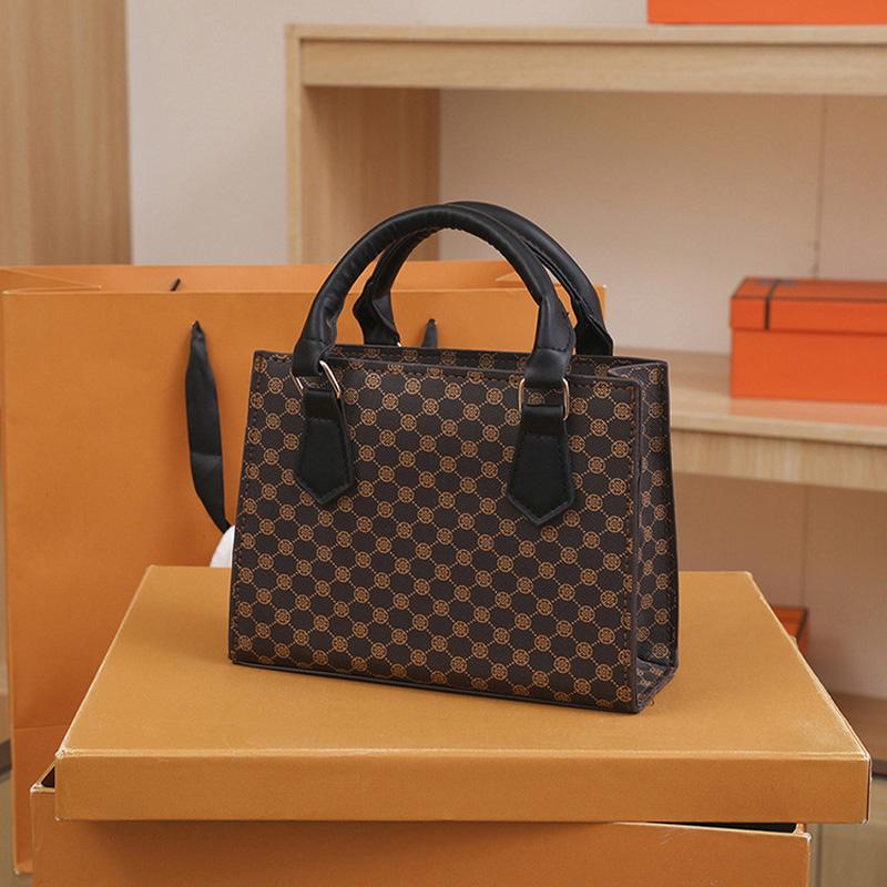 Fashion Square Small Top-handle Bags Casual Tote PU Leather Plaid Crossbody Shoulder Bag Women Handbags For Daily Used And Gift