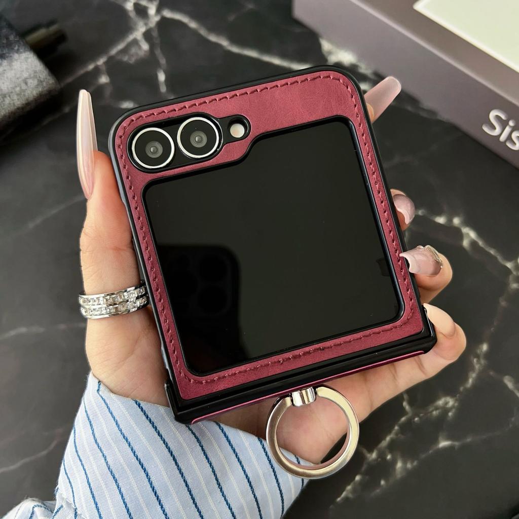 Simple Business Korean Pattern Wireless Charging Magnetic Ring Samsung Zflip1/1/1 Protective Case