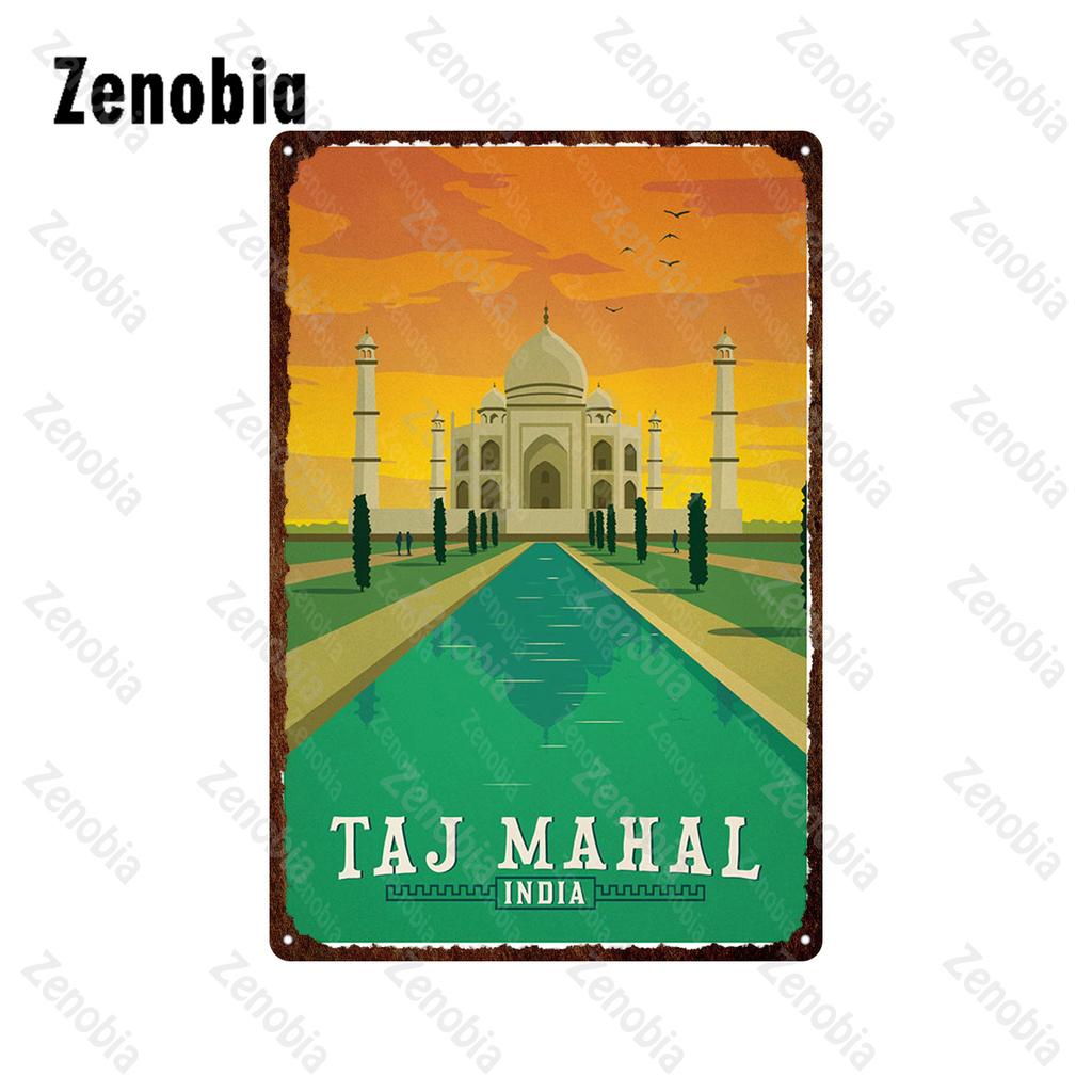 Country Landscape Metal Poster Classic National Landmark Building Metal Sign Vintage Tin Sign Wall Stickers for Home Decoration