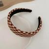 Retro French Wide Skull Top Sponge Headband for Women - Milk Coffee Color Hair Accessory