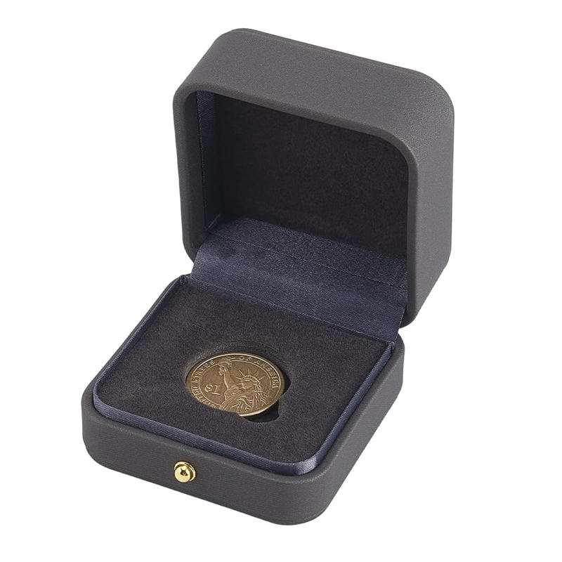 

Grooved 45mm PU Leather Commemorative Coin Holder Case Storage Box for Collectors Portable Protective Wallet for Medals Coins groove 45mm