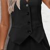 Damen Sommer 2-teilige Outfits Ärmellose Knopfleiste Blazer Weste Shorts Passendes Set Lässiges Büro Business Anzug Sets