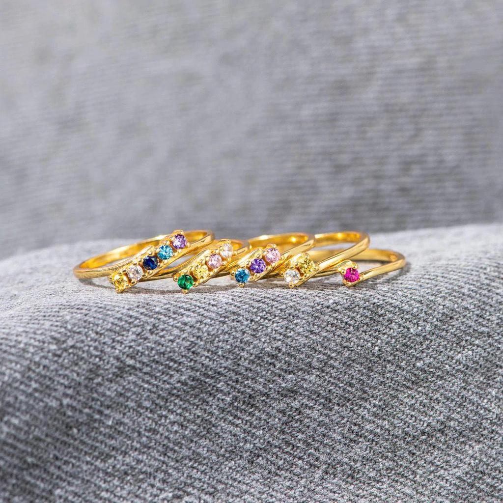 Pierścionek ze srebra próby S925 z diamentem kamieniem urodzinowym - Europejski i amerykański styl moda transgraniczna dla kobiet