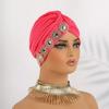 Indian Women Chemo Cap Muslim Diamonds Hijab Pleated Turban Wrap Headscarf Beanies Hair Loss Bonnet Hat Femme Turbante Mujer New