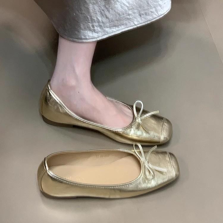Spot version~ French bow flat-soled women's shoes single shoes women's shallow mouth ballet grandma shoes gentle Doudou single shoes
