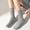 3 Pairs Womens Calf Socks Middle Length Scrunch Stacked Sock Cotton Boot Socks for Girls Trendy Solid Color JK Student Socks