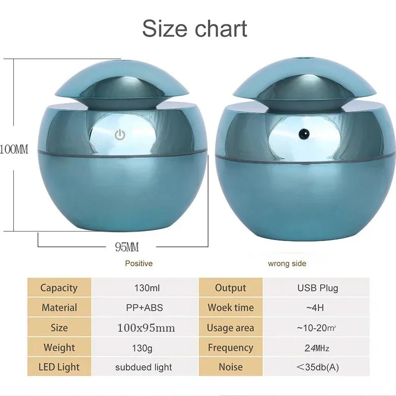 USB Aroma Oil Difuzér Dřevo Elektrický Zvlhčovač 130ml Ultrazvukový Zvlhčovač vzduchu Mini Aromaterapie LED Light Mist Maker for Home