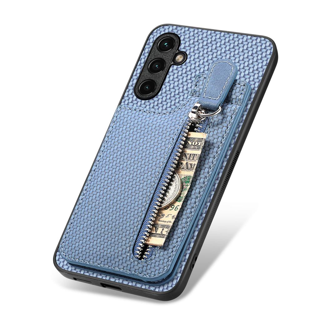 C1-03 Für Samsung Galaxy A55 5G Hülle Sturzsicher Lederbeschichtet TPU+PC Vertikaler Ständer Handyhülle