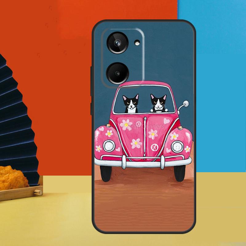 Hippy Peace Bus Cat For Realme 15 10 11 12 13 14 Pro Plus C67 C65 C63 C61 C35 C55 C53 C51 C71 C75 GT7 Pro Case