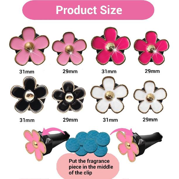 Daisy Flower Car Air Freshener Vent Clips, 8 Pcs Cute Car Accessories for Women Interior, Girly Decor Essentials, Truck Accessories, for Bathroom