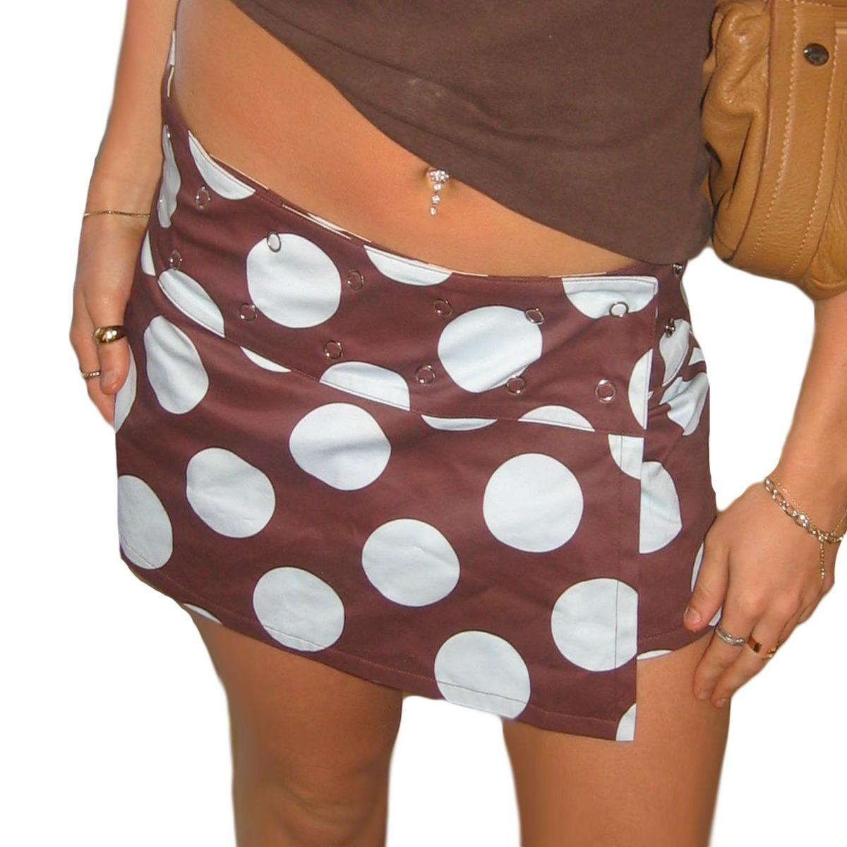 Women s High Waist Polka Dot Mini Skirt A Line Irregular Wrap Denim Skirt Vintage Streetwear Short Skirt S