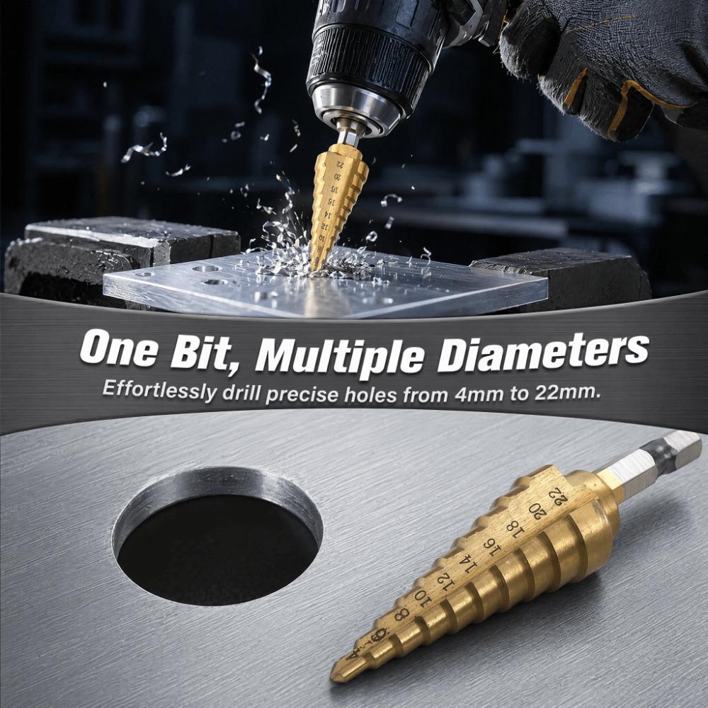 Titanium Coated Hole Cutter Hex Shank Power Tools Durable Step Drill Bit  Metal