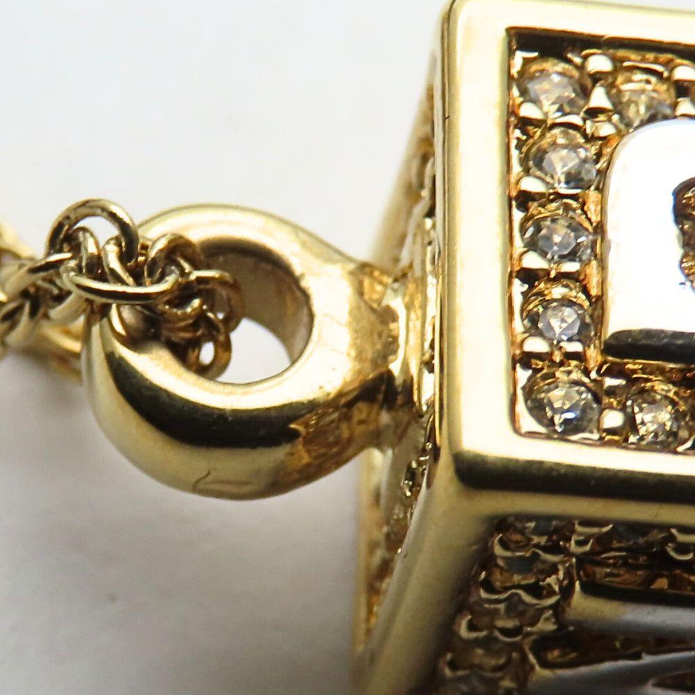 Used NINA RICCI Necklace metal/Rhinestone 16.9g gold Cube
