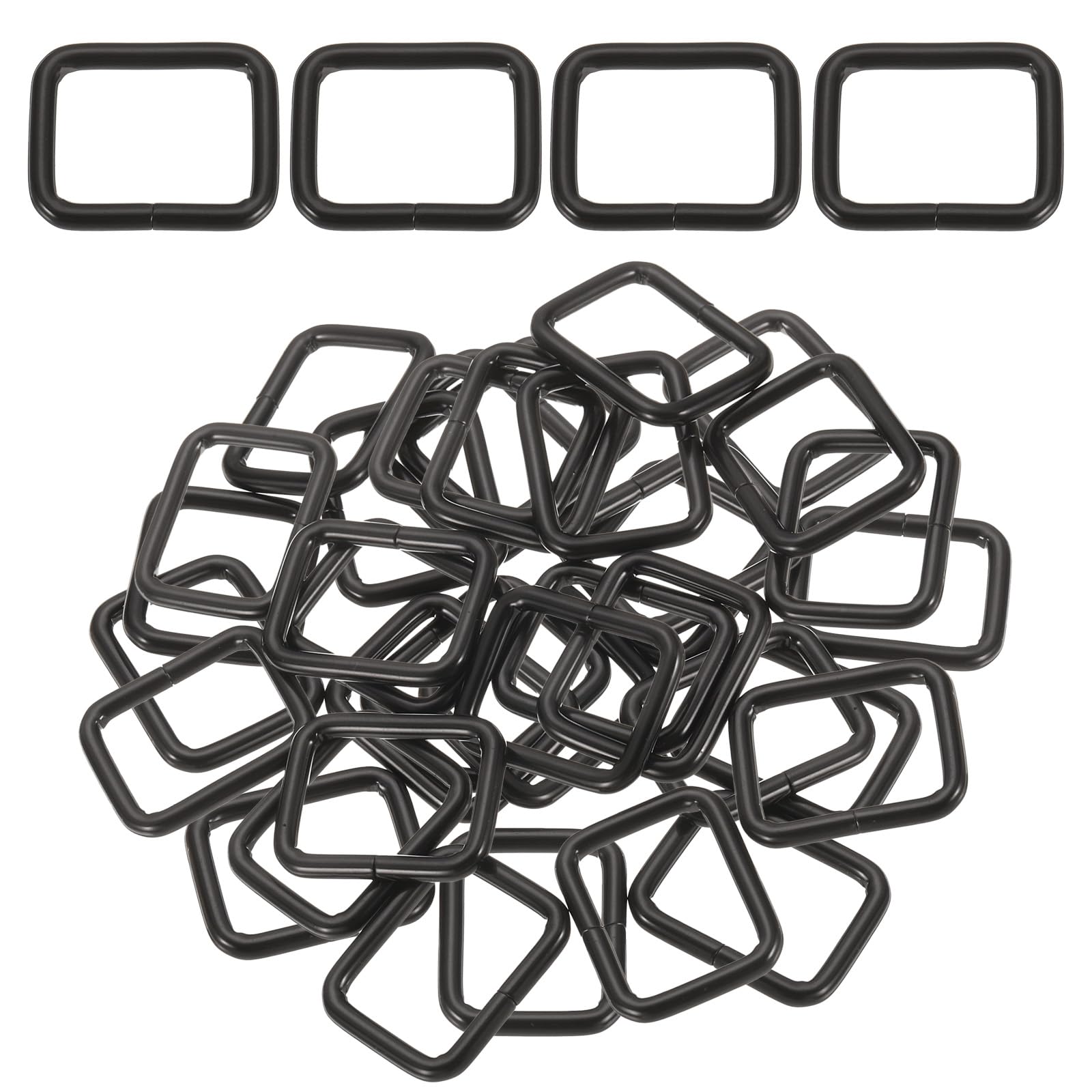 

36pcs Metal Rectangle Ring Buckles x Square Strap Webbing Belt Rings for Camping Dog Luggage Belt Craft DIY Accessories Black [uxcell] 4/5 1 чорний