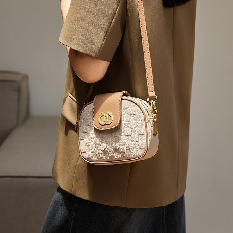 Mrs. Qiao Women's Bag 2025 New Crossbody Bag Autumn Winter Women's Bag High-end Genuine Leather Small Round Bag Mini Bag