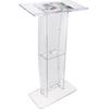 Acrylic Podium, 47" Tall, Clear Acrylic Podium Stand with Wide Reading Surface & Storage Shelf, Floor-standing Clear Pulpits Acrylic for Church Office