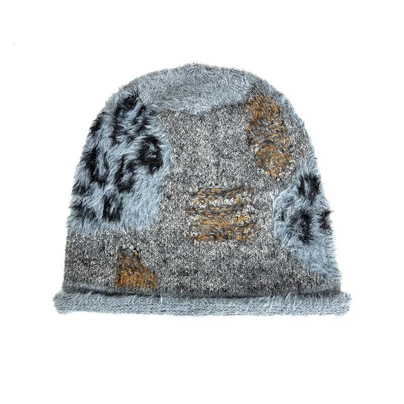 

Spring and Autumn warm retro pulled leopard print versatile big head circumference pile hat woman One size fits all