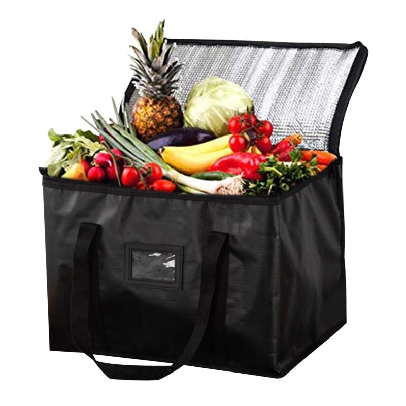 Large Insulated Thermal Tote Bag Zipper Cooler Storage Tote Bag For Food Delivery Camping Foil Lined Multi-Size