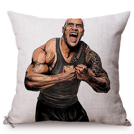The Rock Face Dwayne Portrait Sofa Cushion Cover American Actor Johnson Pattern Decorative Cotton Linen Throw Pillow Case