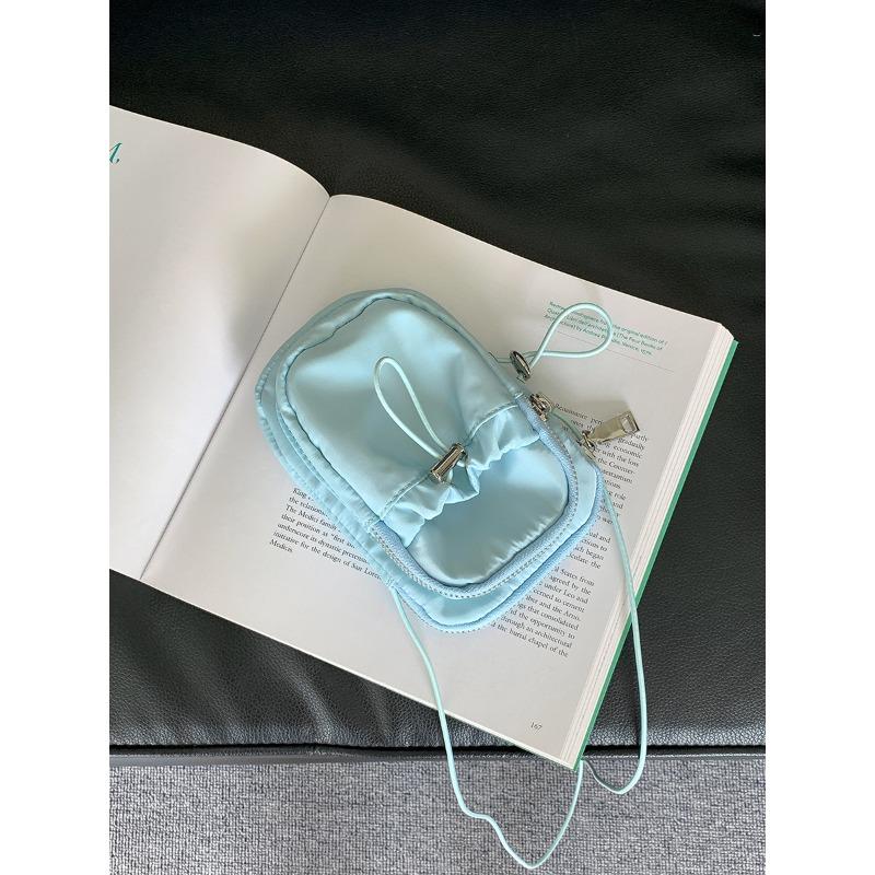 

Маленькая квадратная сумка для женщин, простая повседневная нишевая сумка через плечо, универсальная двухслойная сумка для мобильного телефона на молнии для женщин синий