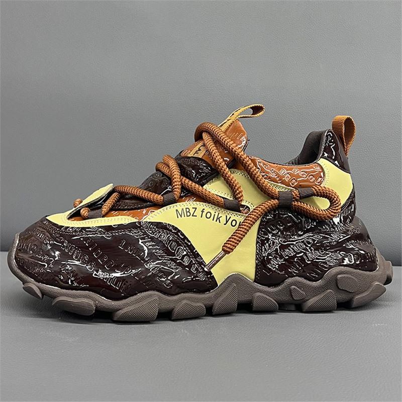 

Original color matching glossy leather dad shoes autumn and winter platform casual 38 коричневый
