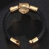 New Mens Bracelets Leo Lion Stainless Steel Clasp Black Leather Bracelet Cuff Wristband Fashion Jewelry