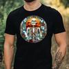 T-Shirt Men Skeleton Stained Glass Motif Cotton Size XS To 5XL