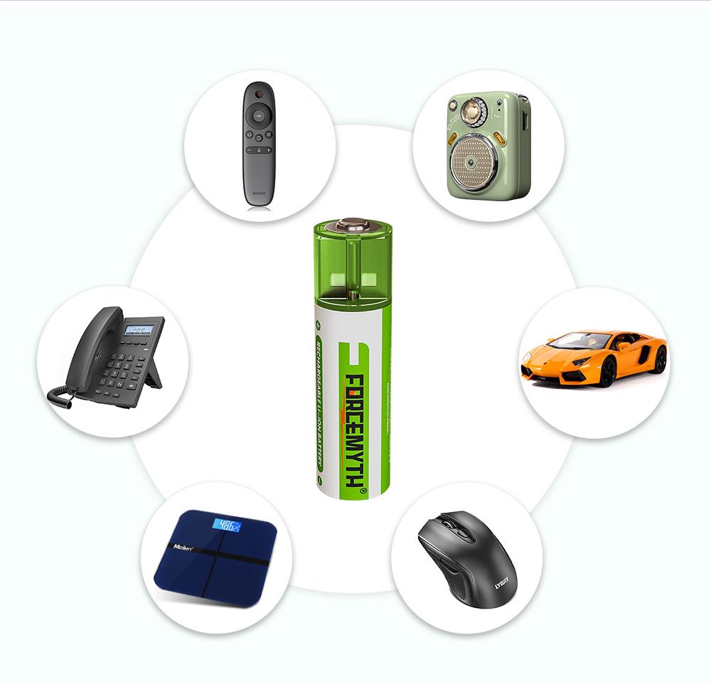 Rechargeable 1.5V USB Fast Charge Lithium Battery for Toy Cars, Calculators, and Mice, Size 5