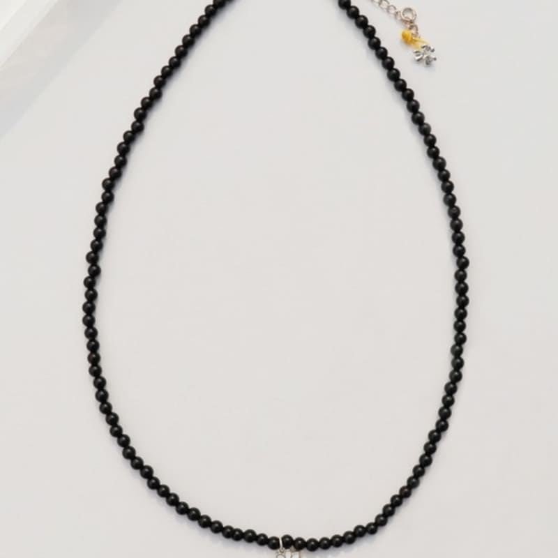 BONBEAU MY Daisy Anhänger Onyx Halskette Silber 925 Gänseblümchen Anhänger Schwarzer Onyx Choker Halskette