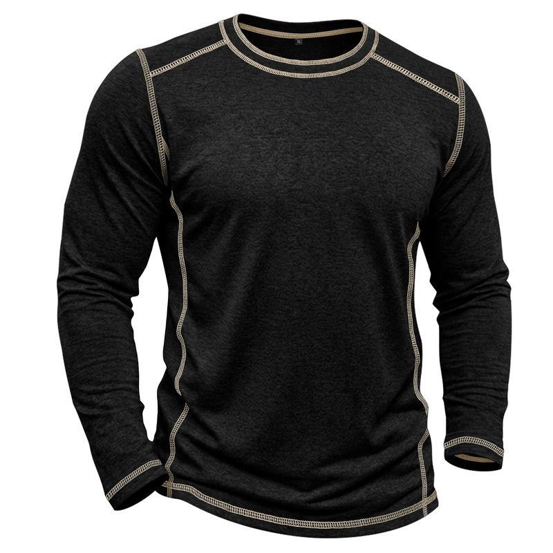 Men's Retro Long Sleeve T-Shirt Casual Soft Basic Tee for Daily Streetwear Outdoor Breathable Spring Autumn Tops