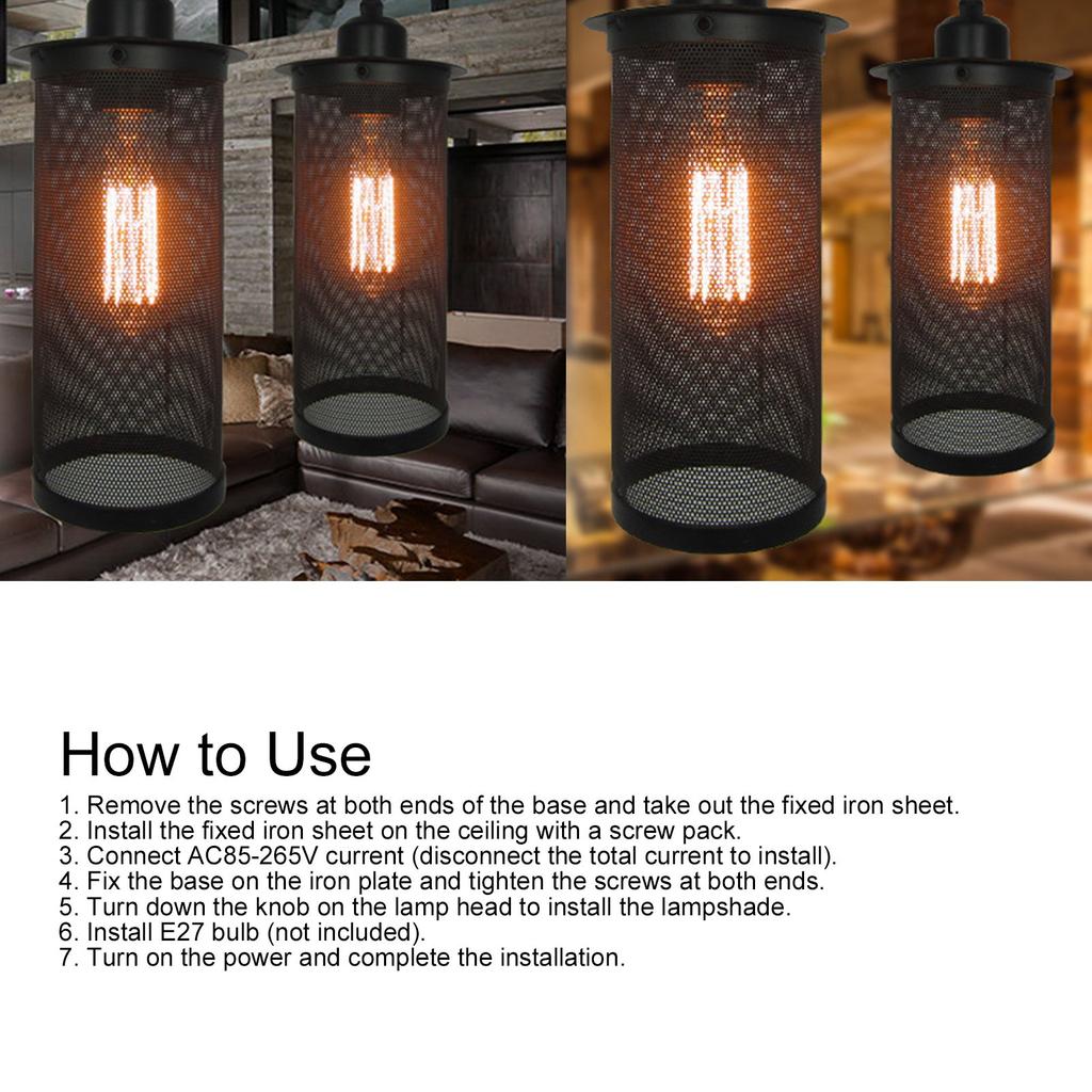 Industrial Mesh Lampshade E27 Iron Art Pendant Light Shade for Bar Cafe AC85‑265V