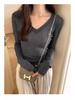 Women's Slim Fit V-Neck Sheer Long-Sleeve Knit Top - 2024 Early Autumn Design