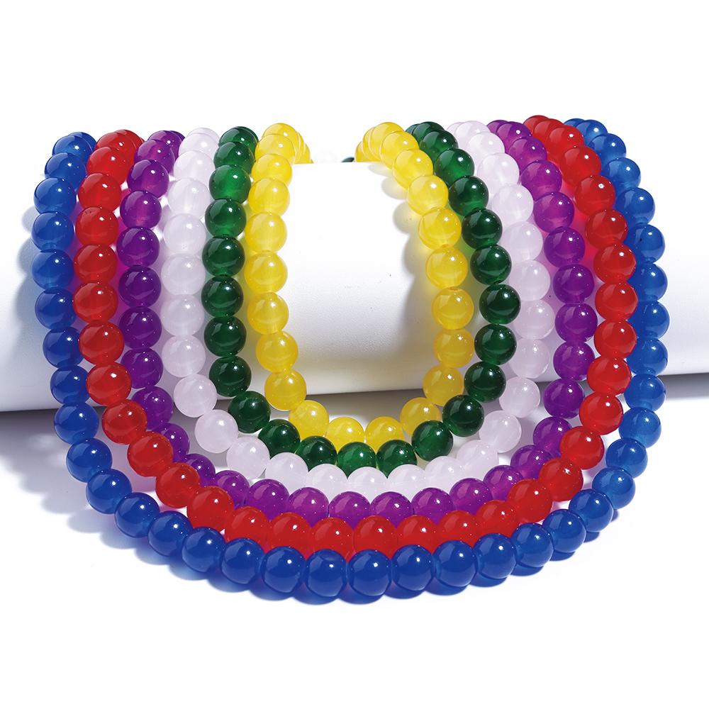 1 Strand 6/8mm Solid Color Glass Beads Loose Spacer Round Beads For Jewelry Making DIY Handmade Bracelet Necklace Accessories