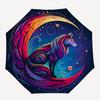 1pc Colorful Wolf Moon Auto Open Close Umbrella - Portable Tri-Fold Design with 8-Rib Iron Frame - Outdoor, Gift for Fans, Travelers, Daily Use.J038