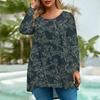 Women's Fashion Large Size Round Neck Long Sleeve Casual Print Loose Pullover Top
