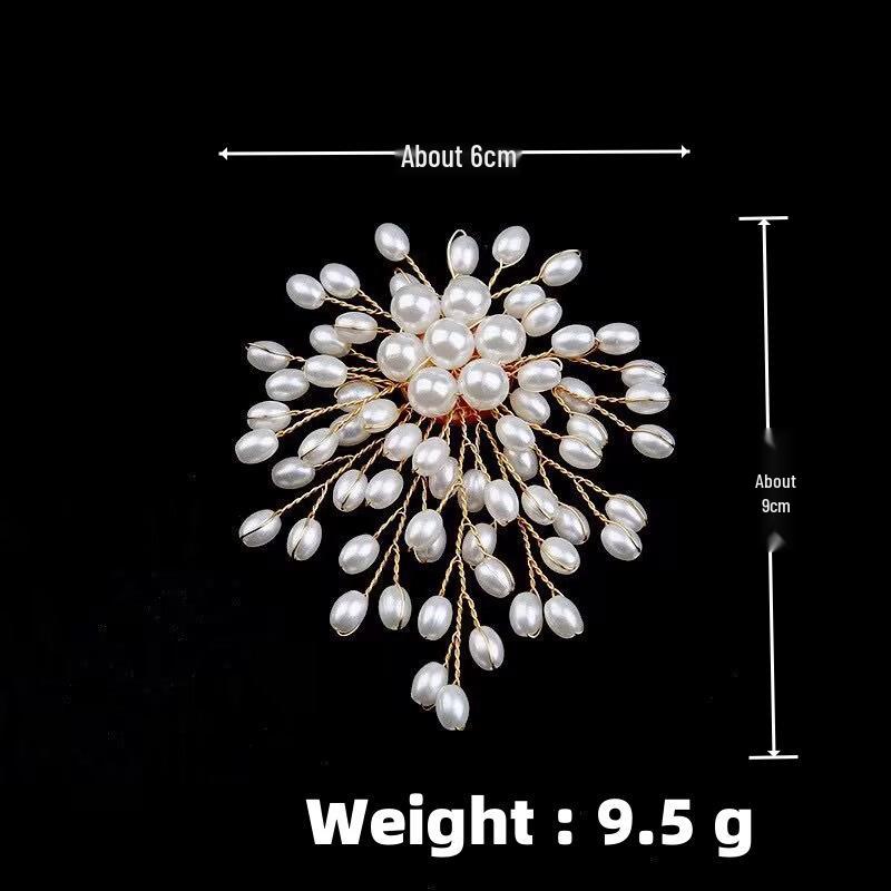 Women's Handmade Pearl Fireworks Brooch: Versatile High-End Corsage Pin for Suit Jackets
