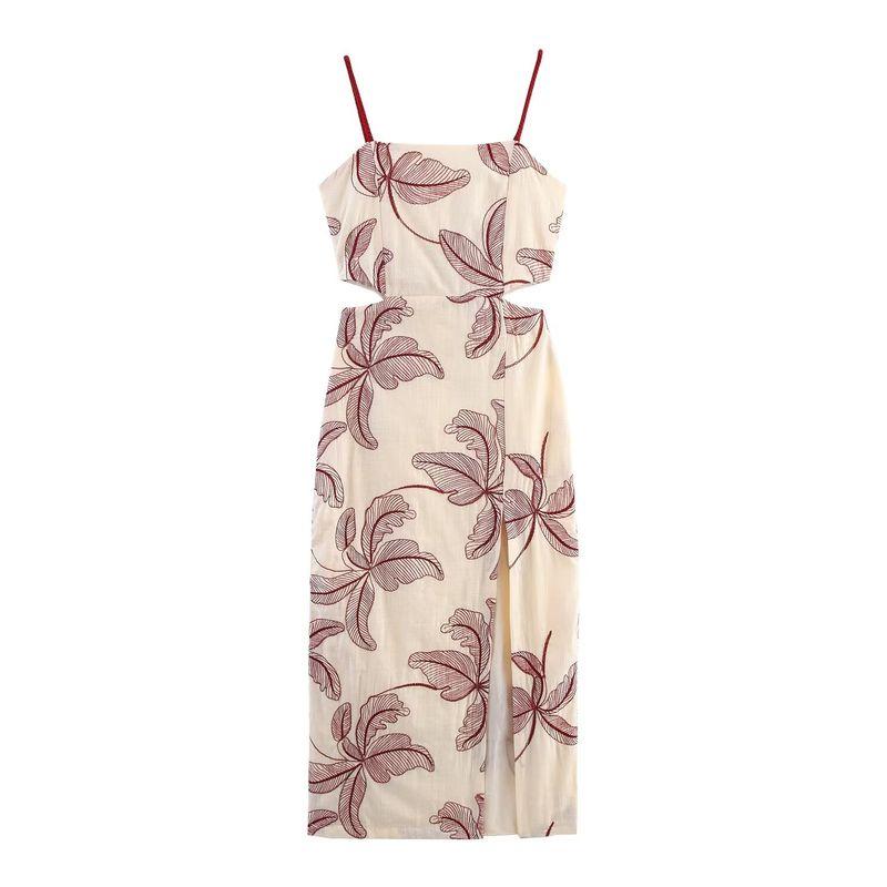 

Kaslead New Women clothes Western Style Fashion Hollow Embroidery Midi Dress 8170901 Image color L