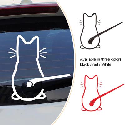 Heckscheibenwischer-Aufkleber, süße Katze, 3D-Aufkleber, lustige Party-Cartoon-Vinylaufkleber für Stoßstange, Windschutzscheibe, Wandaufkleber für Zuhause, wasserdicht