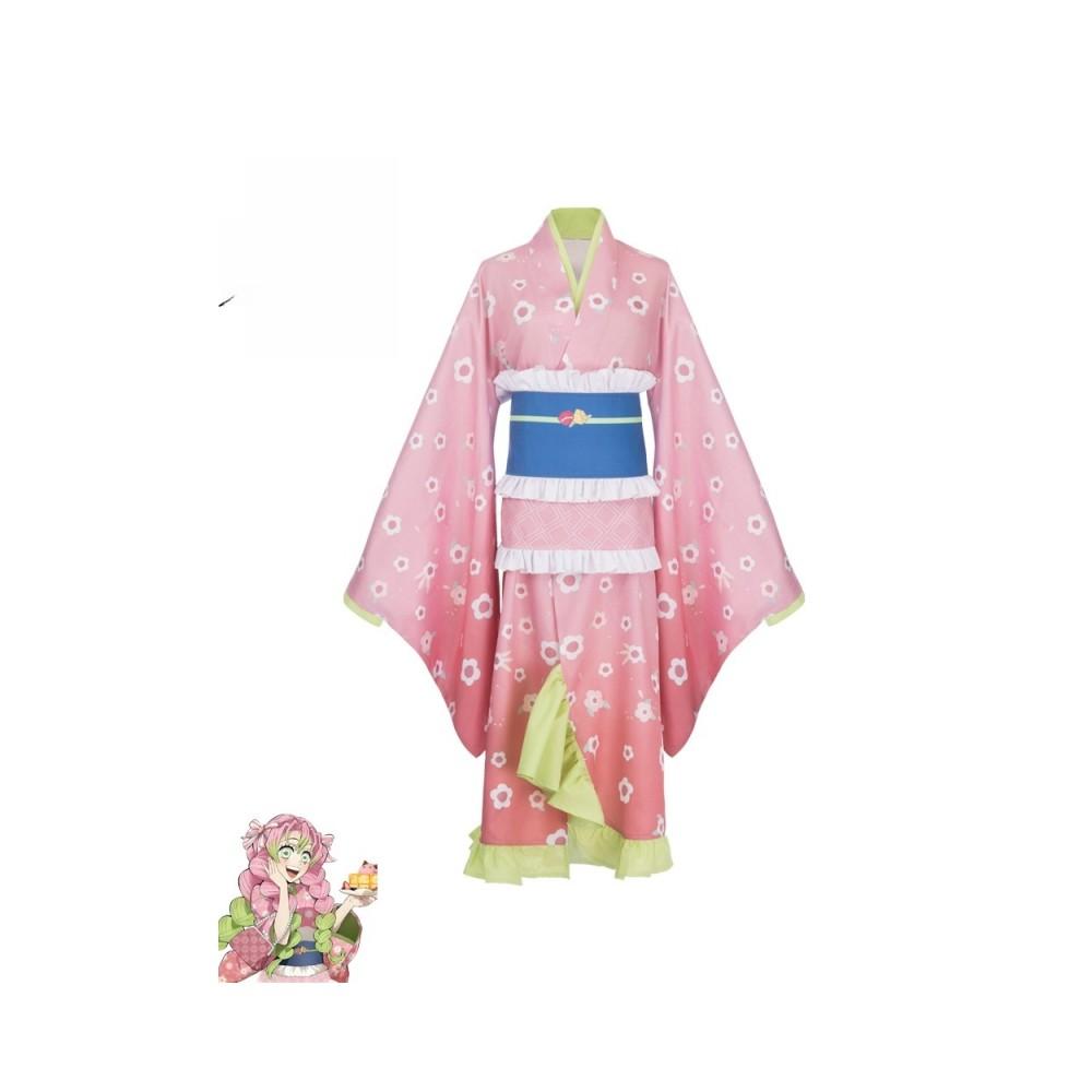 Set Costume Cosplay Nezuko di Demon Slayer con Tessuto Morbido Per Fan di Anime