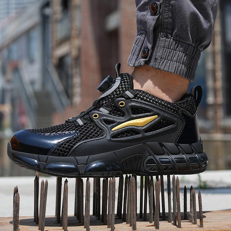 Safety Boots Men Work Sneakers Indestructible Shoes Steel Toe Protective Boots Anti-smash Anti-puncture Rotary Buckle Shoes