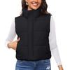 Women's Solid Color Fashionable Pocket Stand Up Collar Vest Jacket
